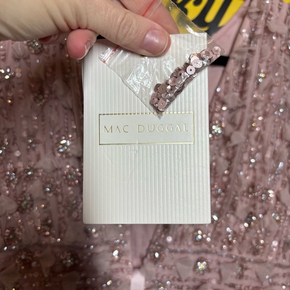 NWT Mac Duggal Pink Cap Sleeve Sheath Midi Dress With Floral Beading - Picture 6 of 8